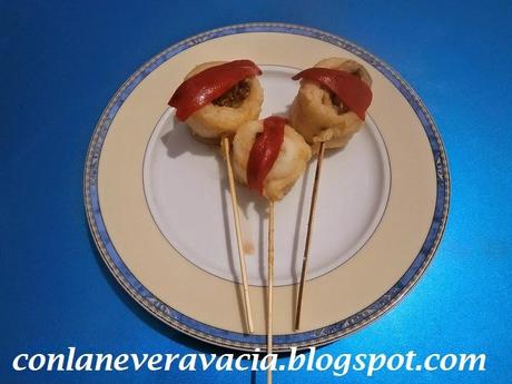 PIRULETA DE FILETE DE PANGA CON RELLENO DE ALCACHOFA