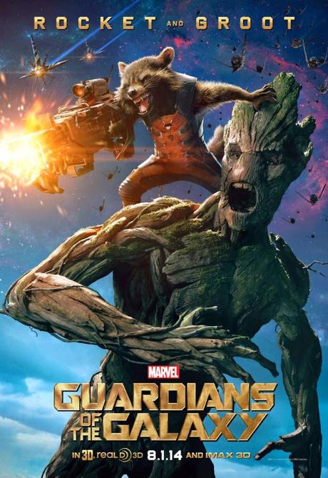 MAPACHE COHETE Y GROOT PROTAGONISTAS DEL NUEVO CARTEL DE GUARDIANES DE LA GALAXIA