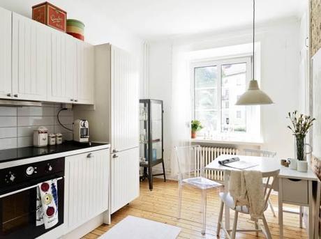 Mini piso con mucho encanto estilo femenino nórdico decoración interiores pequeños decoración de salones decoración de minipisos decoración de interiores decoración de cocinas pequeñas decoración cocinas blancas blog decoración de interiores 