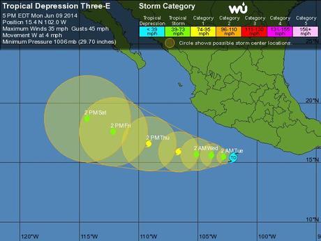 La depresión tropical 3-E se forma en el Pacífico al sur de Guerrero(México)