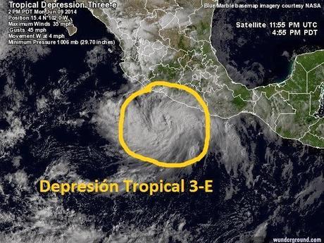 La depresión tropical 3-E se forma en el Pacífico al sur de Guerrero(México)