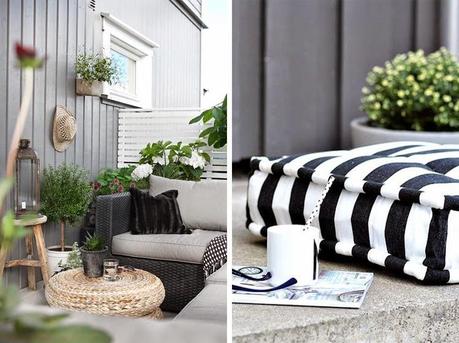 PUFS DE RATTAN EN LA TERRAZA