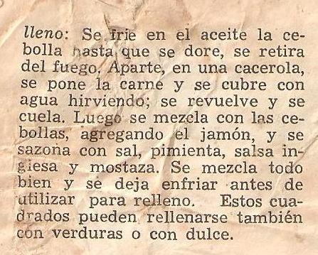 Cuadrados de espinaca, jamón y queso crema