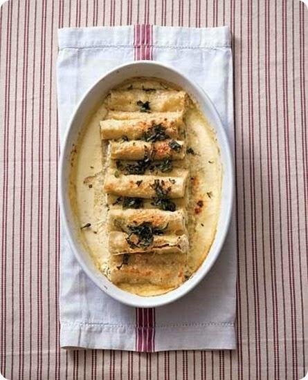 cannelloni con granchio, ricotta e rucola