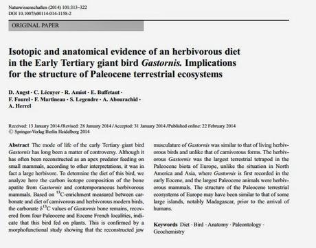 Gastornis no era carnívora