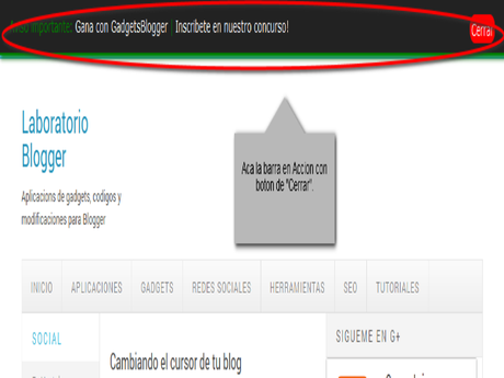 Como agregar una barra de notificaciones en Blogger