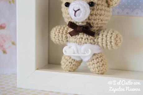 baby osito amigurumi regalo cuadro nacimiento bautizo