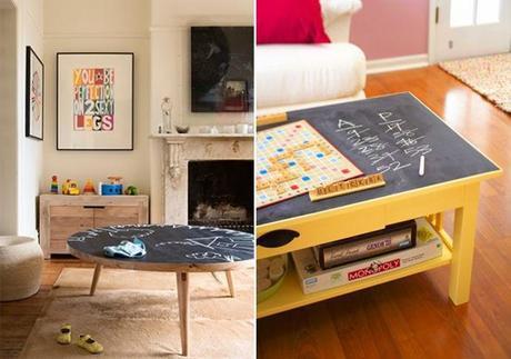 mesas convertidas en pizarra con chalkboard paint