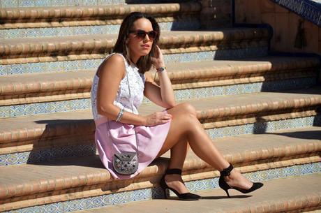 Outfit | Lace top & pink skirt