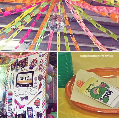 decoración fiesta ochentera