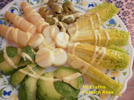 ENSALADA BLANCA Y VERDE CON VINAGRETA DE MANGO