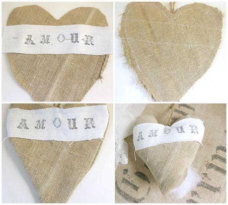 DIY CORAZONES DE TELA DE SACO