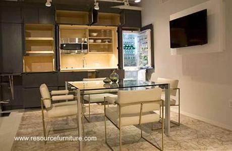 Moderna cocina oculta en un mueble adosado a la pared. - Paperblog