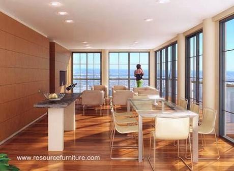 En el ambiente no queda rastro de la cocina cuando el mueble queda cerrado Cocina oculta en un mueble adosado a una de las paredes de un amplio ambiente