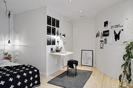 Minipiso de 48 m2 en blanco y negro