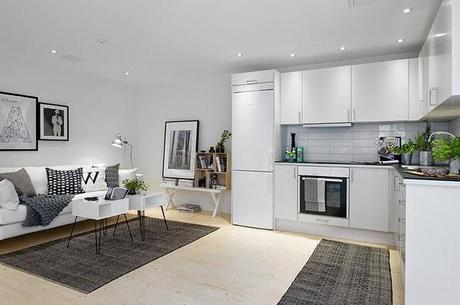 Minipiso de 48 m2 en blanco y negro