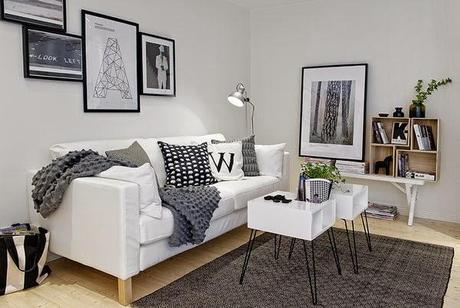 Minipiso de 48 m2 en blanco y negro