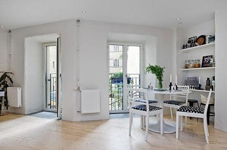 Minipiso de 48 m2 en blanco y negro