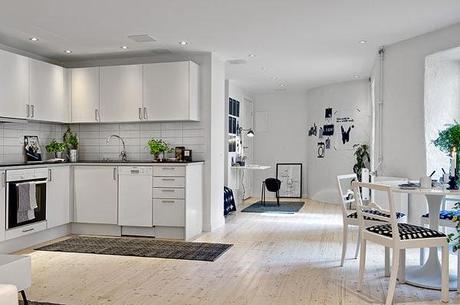 Minipiso de 48 m2 en blanco y negro