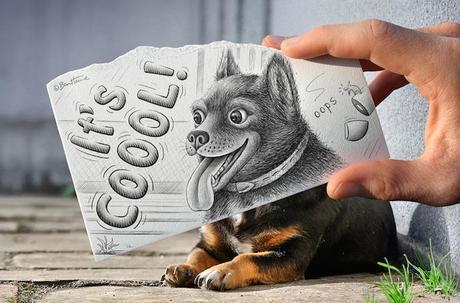Artista visual fotografía dibujo Ben Heine perro