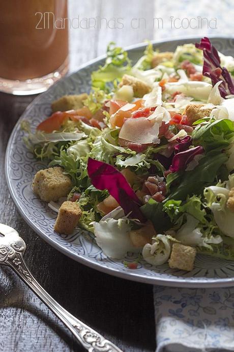 Ensalada ibérica con vinagreta de gazpacho #huertoflorette