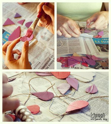 Un móvil de cartón - Esturirafi Proceso para hacer el móvil de cartón: recortar, pintar y pegar al cordel