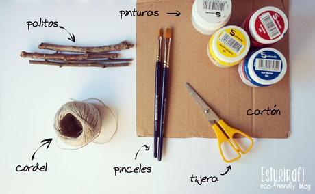 Un móvil de cartón - Esturirafi Para hacer el móvil de cartón necesitas: palitos, cartón, tijeras, cordel, pintura y pinceles