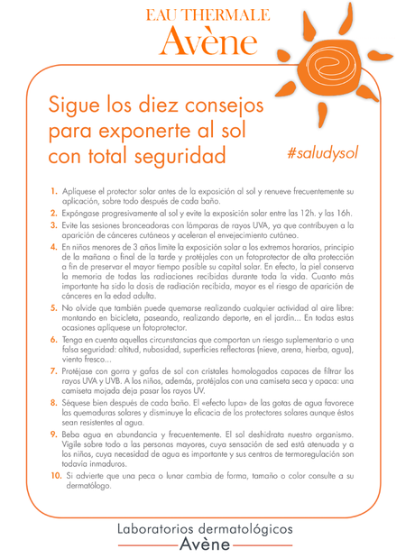 Salud y Sol en el Día Europeo de la Prevención del Cáncer de Piel con Laboratorios Dermatológicos Avène  y Sorteo Internacional Eau Thermale Avène