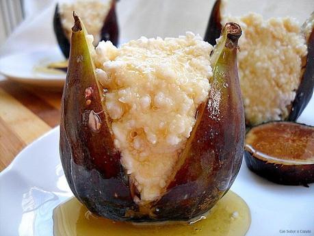 Brevas rellenas de requesón con miel