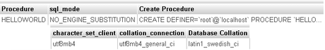 SHOW CREATE PROCEDURE ejemplo SHOW CREATE PROCEDURE ejemplo