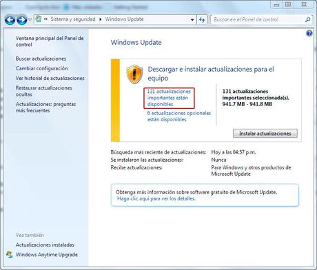 Actualizaciones a descargar
