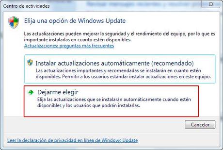 Elegir Windows Update