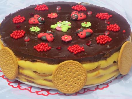 Tarta de galletas y flan