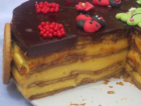 Tarta de galletas y flan