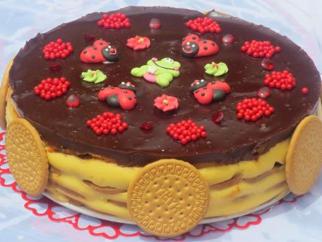 Tarta de galletas y flan