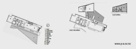 Ampliación de casa vacacional contemporánea en Nueva Zelanda.