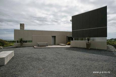 Frente de casa contemporánea en Nueva Zelanda