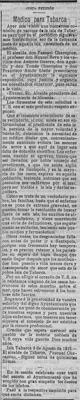 El histórico problema del agua y la sanidad en Tabarca