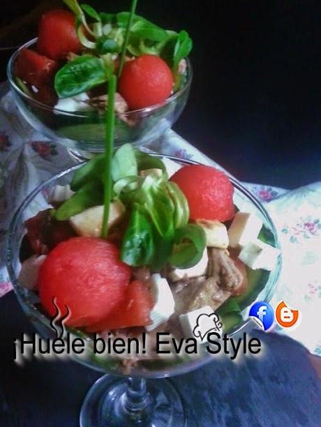 Cóctel de atún, sandía y queso fresco