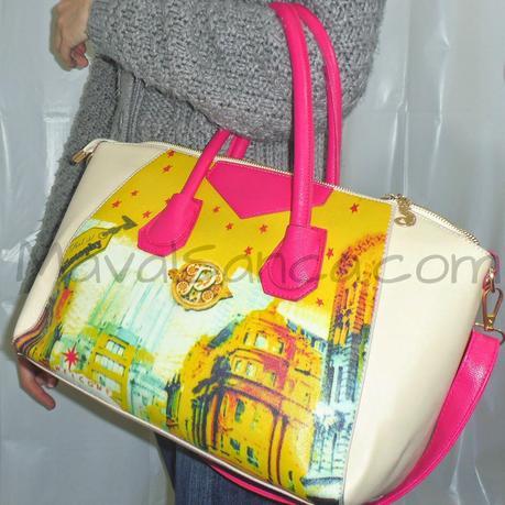 Bolso rosa y crema: ciudad estrellada / Pink and cream bag: Starry city