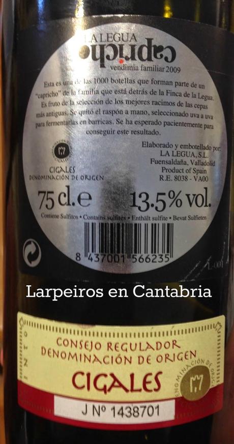 Vino Tinto La Legua Capricho 2009: Nos sorprendió