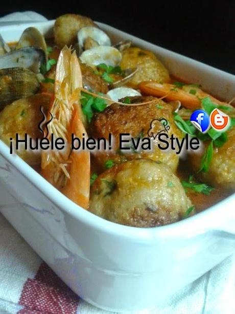 Albóndigas con mariscos