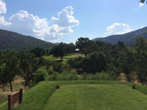 Tee del 10, con el barranco, los arboles y el Green al fondo