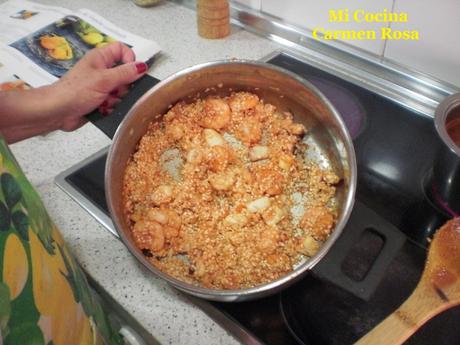 ARROZ MELOSO DE JIBIA Y LANGOSTINOS CON ALI OLI NEGRO