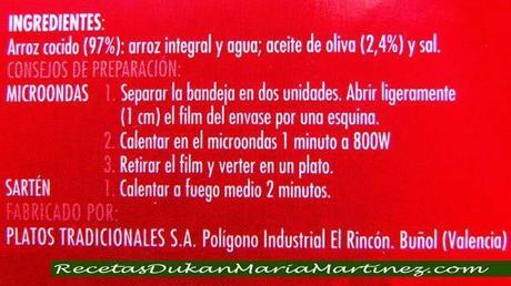 Arroz Integral dieta Dukan:  para saber si un arroz ya cocinado es apto, comprueba la LISTA de ingredientes