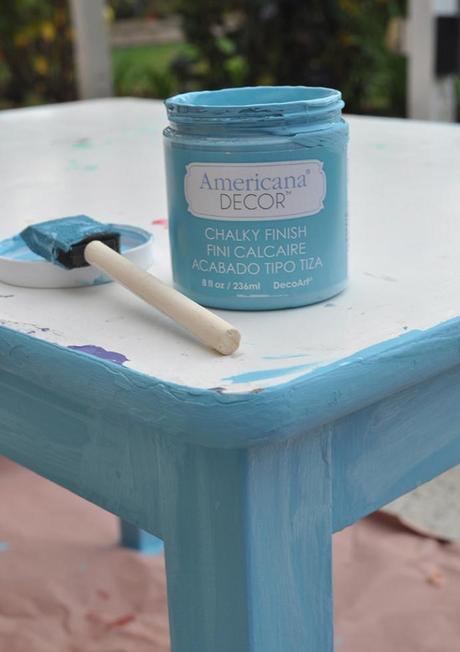 Pintando mesa con azul turquesa chalk paint