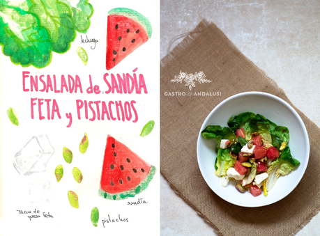 Ensalada de Sandía con queso feta y pistachos