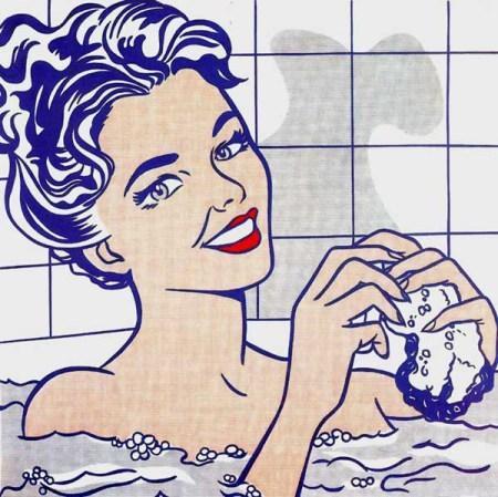 lichtenstein-mujer-en-el-bac3b1o-1963