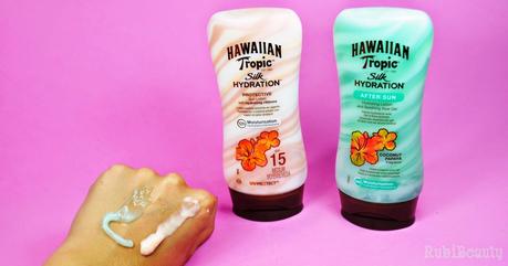 rubibeauty review hawaiian tropic silk hydration protector aftersun trnd swatch