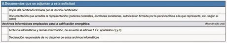 Registro certificado energético Aragón - Apartado 8 Anexo II